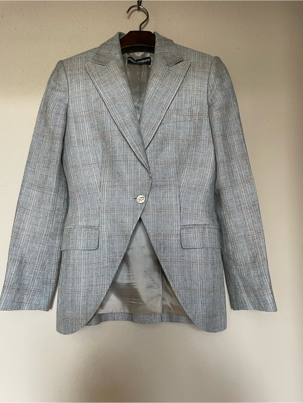 Dolce & Gabbana Light Gray Plaid Tailored women’s Blazer Sz 38